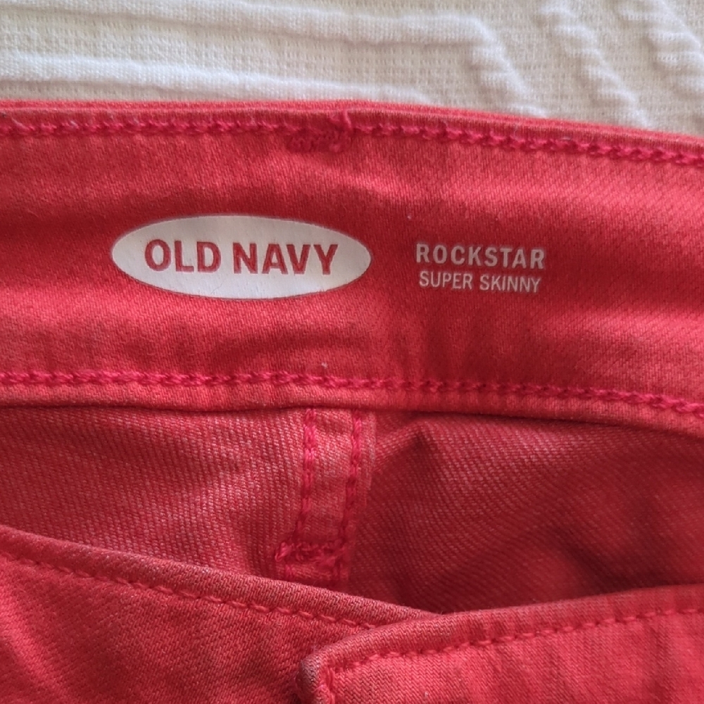 Old Navy Women's Bright Pink Jeans, Rockstar Super Skinny - Picture 10 of 11